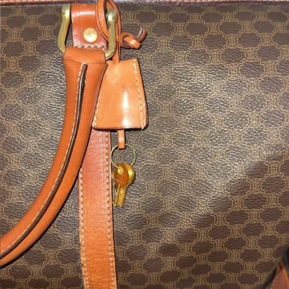 Celine | Brown Macadam Triomphe Canvas Travel Overnight Duffle Bag AUTHENTIC - Picture 5 of 16